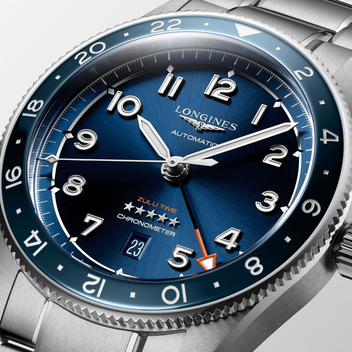 Longines Watch Spirit Zulu Time 42 mm Blue Automatyczna stalowa stal L3.812.4.93.6
