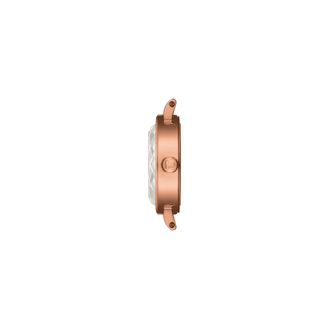 Tissot Watch Urocza runda 19,5 mm Madreper Perf Quartz Stalowe wykończenie Pvd Gold Rose T140,009.33.111.00