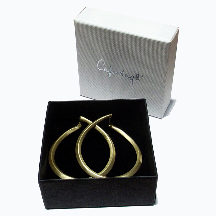 Capodagli-oorbellen in cirkel goccia grande zilver 925 pvd gouden afwerking satijngele cpd-uur-arg-0001-gs