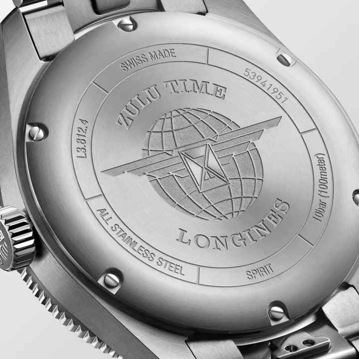 Longines Watch Spirit Zulu Time 42 mm czarna automatyczna stalowa stal L3.812.4.53.6