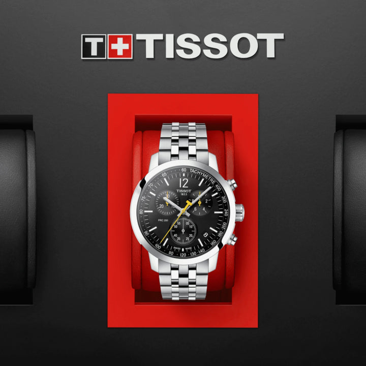 TISSOT CLOCK PRC 200 Chronograf 43 mm czarny kwarc stal T114.417.11.057.00