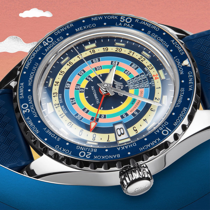 Mido Watch Ocean Star Decompression Worldtimer Special Edition 40 mm Automatyczna niebieska stal M026.829.17.041.00