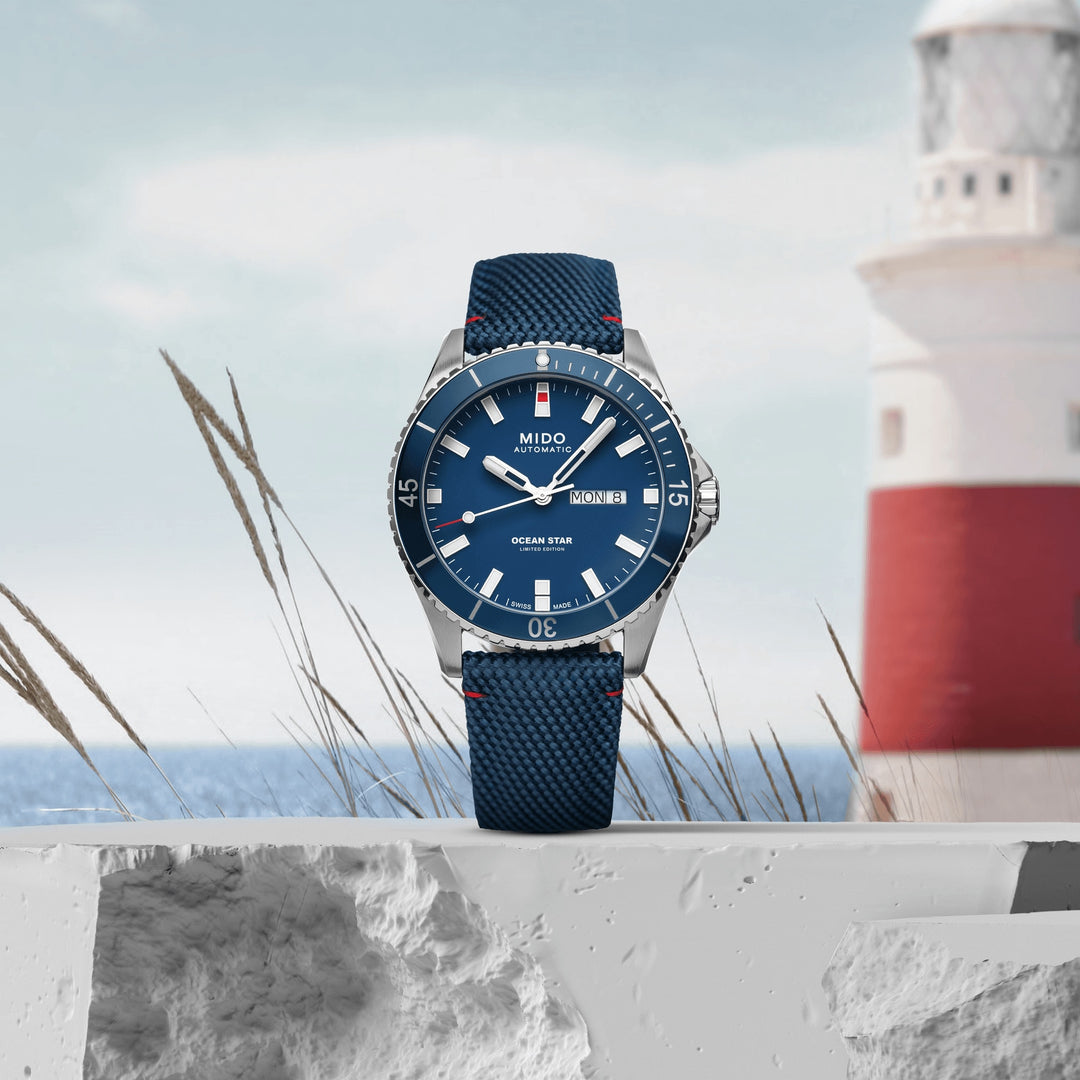 Mido Watch Ocean Star 20. rocznica inspirowana architekturą limitowaną edycję 1841 sztuk 42 mm Automatyczna niebieska stal M026.430.17.041.01