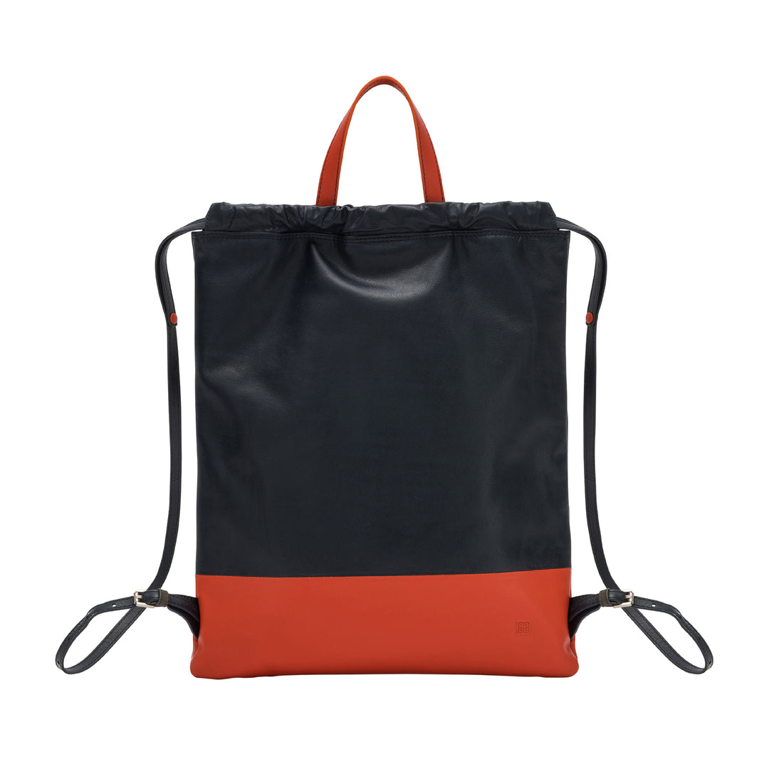 DuDu Batoh v Sacca v kůži pro módní sportovní taška s taškou s Coulisse a tenkými koženými ramenními popruhy