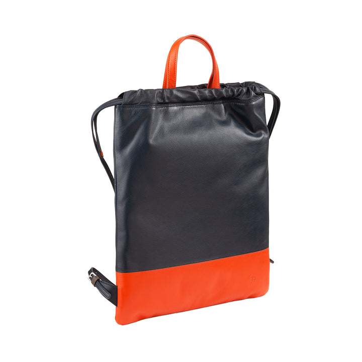 DuDu Batoh v Sacca v kůži pro módní sportovní taška s taškou s Coulisse a tenkými koženými ramenními popruhy