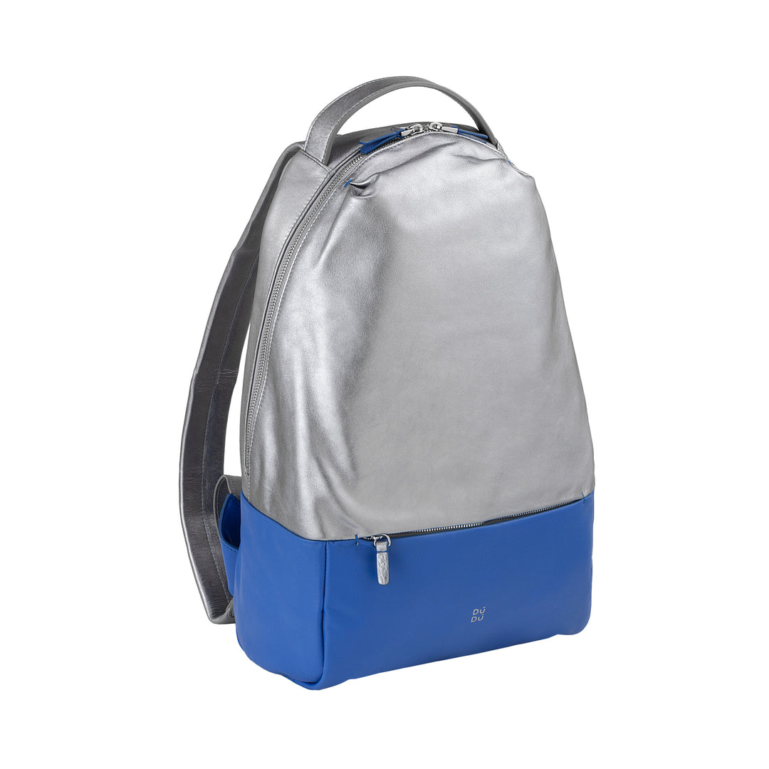 DuDu Sportowy plecak sportowy antykradzież w laminowanej skórze, metaliczny miękki projekt plecaka z zewnętrznymi kieszeniami