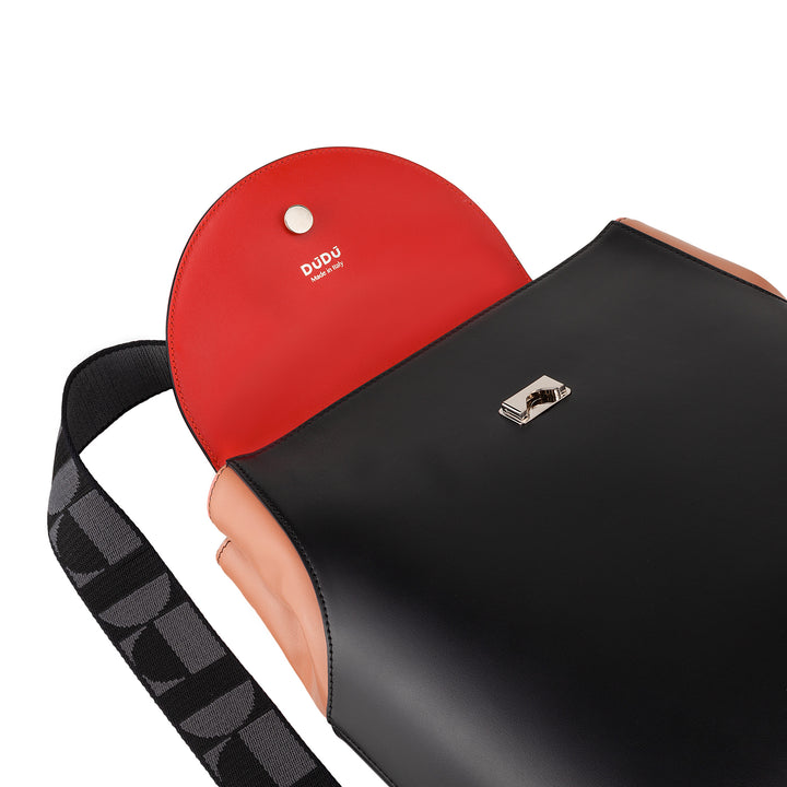 DuDu Multifunktion afslappet rygsæk rygsæk lavet i Italien læder i blødt nappa læder med klap