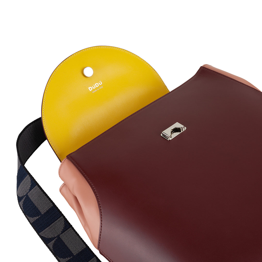 DuDu Wielofunkcyjny plecak zwykły plecak wykonany we Włoszech skóry w miękkiej skórze nappa z klapą