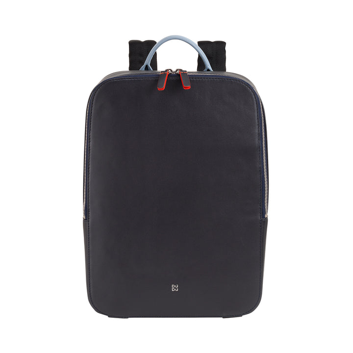 DuDu PC -rygsæk op til 14 tommer i rigtig farverig elegant læder, bærbar MacBook -rygsæk og iPad -tablet med Zip Zipper