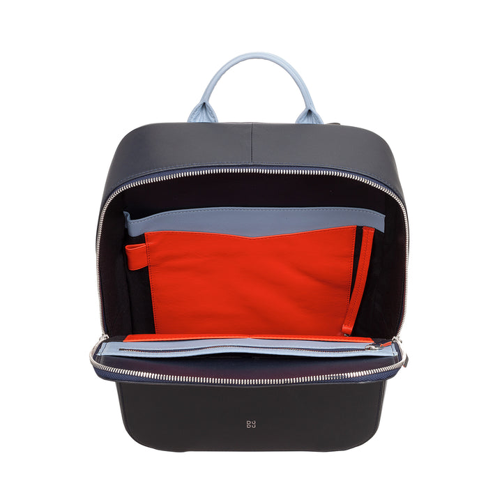 DuDu Plecak na PC do 14 cali w naprawdę kolorowej eleganckiej skórze, przenośnym plecaku MacBooka i tablecie iPad z zamkiem błyskawicznym
