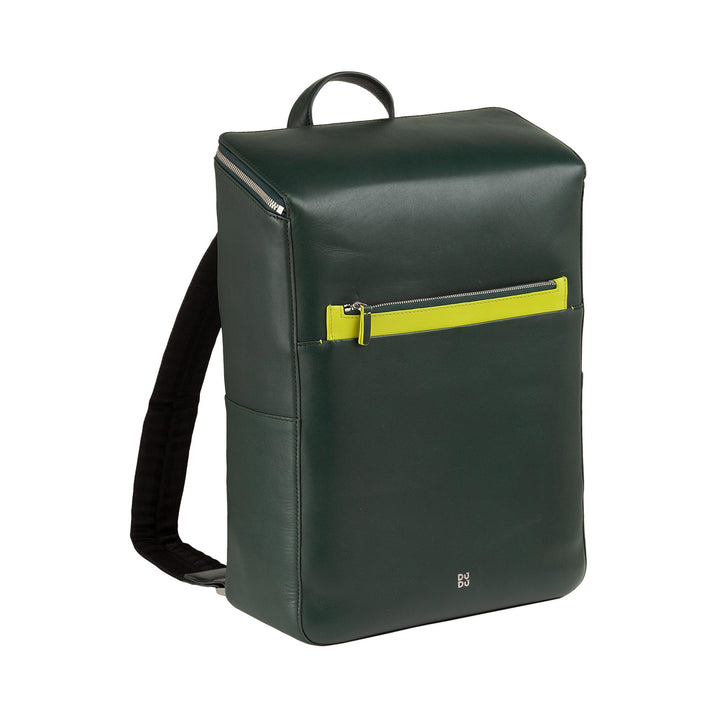 Dudu PC -rygsæk Mænds læder til computere, bærbare computere, notesbøger og iPad -tabletter op til 16 ”, support til vogn og anti -tyveri hængsel