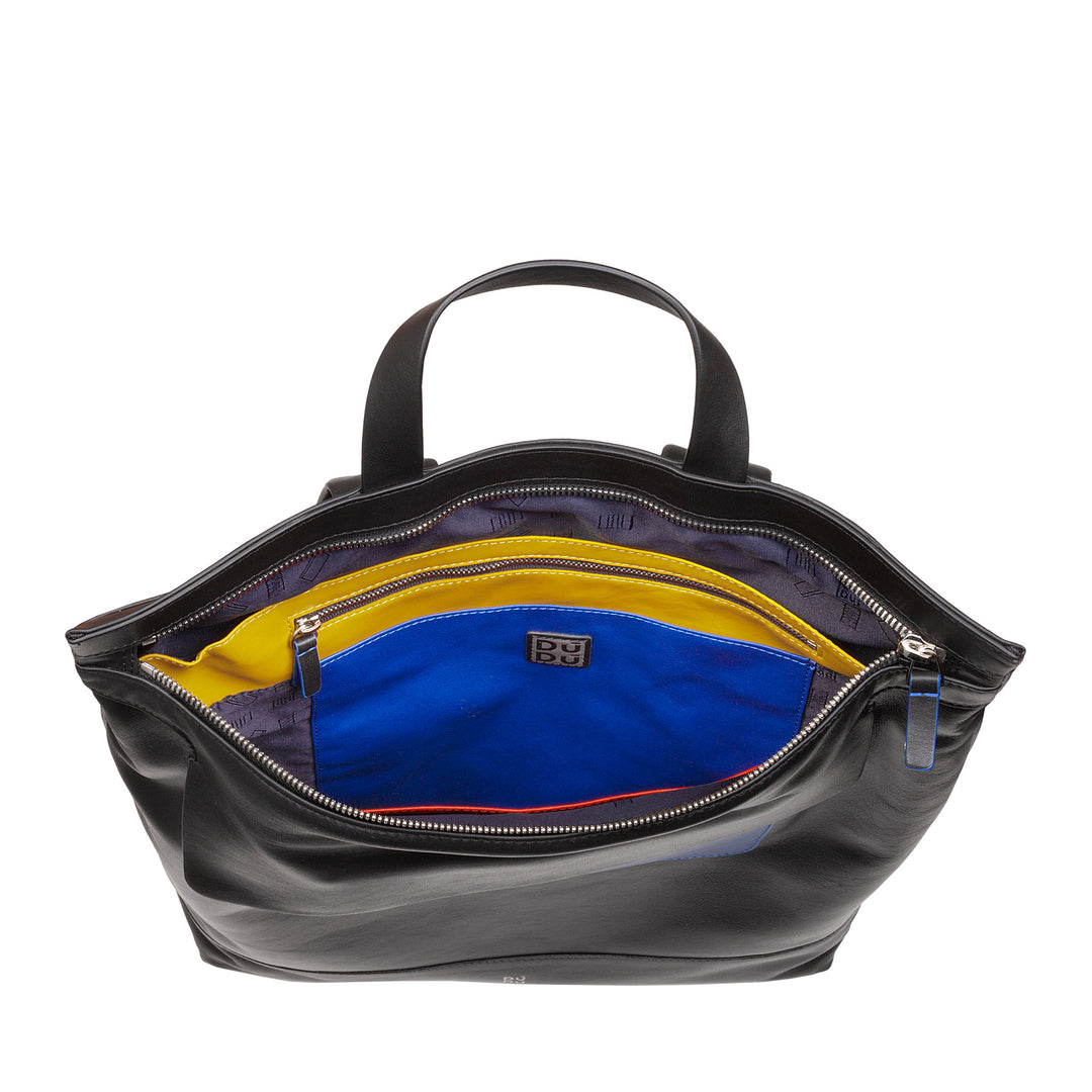 DuDu Pánský batoh, měkký neformální dámský batoh v pravé kůži s velkým batohem barevnou prací volného času